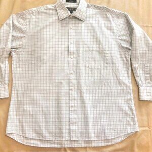 Signia Mens Shirt 16.5 33 L White Blue and Black Checker Pattern read